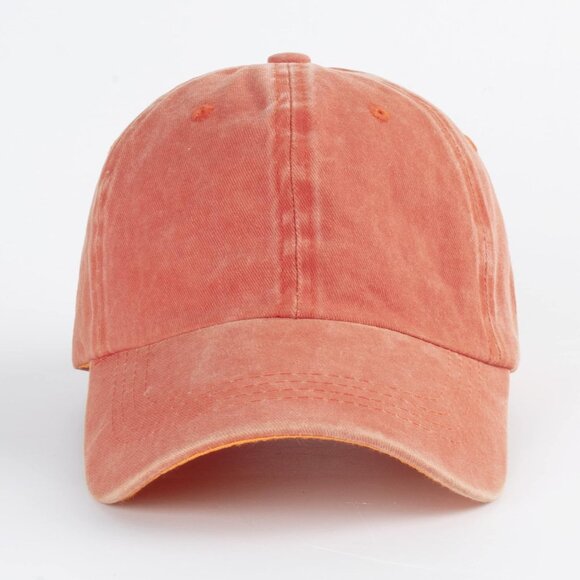 Unisex Washed-orange Baseball Cap Cotton Fits Washed Denim Adjustable Hat - Picture 2 of 7